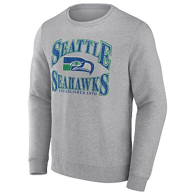 Men's Fanatics Branded Heathered Charcoal Seattle Seahawks Playability Pullover Sweatshirt