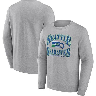 Men's Fanatics Branded Heathered Charcoal Seattle Seahawks Playability Pullover Sweatshirt