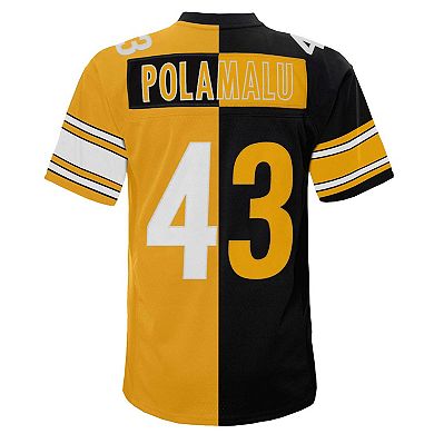Youth Mitchell & Ness Troy Polamalu Black/Gold Pittsburgh Steelers Split Legacy Jersey