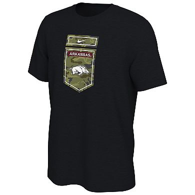 Men's Nike Black Arkansas Razorbacks Veterans Camo T-Shirt