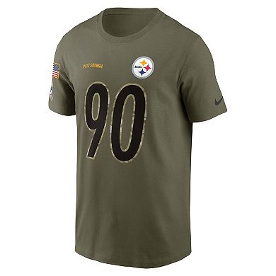 Men's Nike T.J. Watt Olive Pittsburgh Steelers 2022 Salute To Service Name & Number T-Shirt