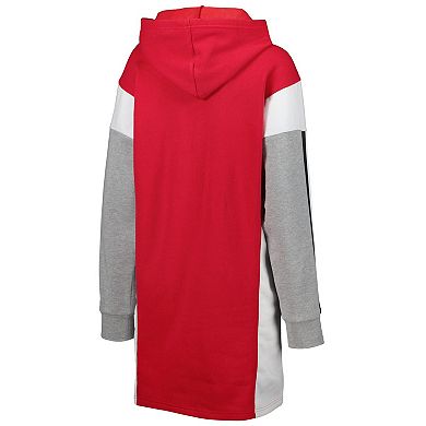 Women's G-III 4Her by Carl Banks Red Tampa Bay Buccaneers Bootleg Long Sleeve Hoodie T-Shirt Dress