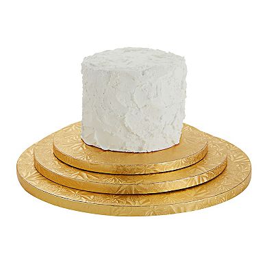 8" 10" 12" Gold Cake Drum Set for Baking Supplies, Round Cake Boards for Desserts (6 Pack)