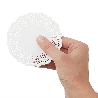 1000 Pack White 4" Paper Lace Doilies For Desserts, Weddings Decor, Baby Showers