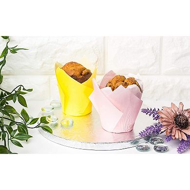 Tulip Cupcake Liners - 400-Pack Cupcake Wrappers Muffin Paper Baking Cups  4 Assorted Pastel Colors, Standard Size, 2" Diameter