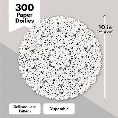 300pcs Medallion White Round 10" Paper Doilies Lace For Art Craft Table Décor