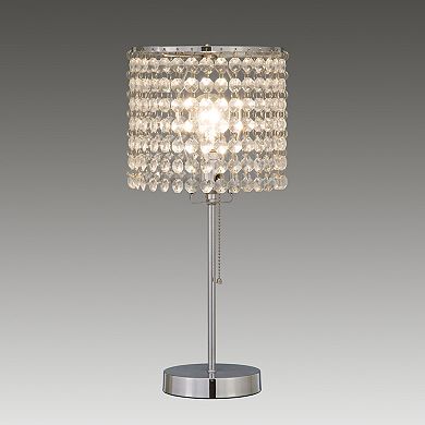 FC Design 19"H Modern Sparkling Acrylic Crystal Inspired Table Lamp with Pull Switch in Silver Finish