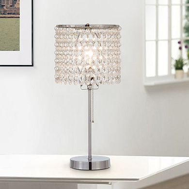 FC Design 19"H Modern Sparkling Acrylic Crystal Inspired Table Lamp with Pull Switch in Silver Finish