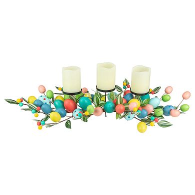 Northlight Colorful Easter Egg Pillar Candle Holder Centerpiece