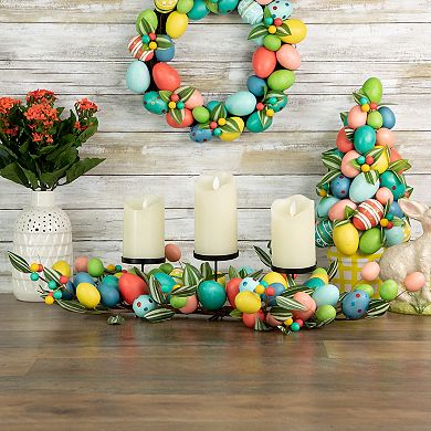 Northlight Colorful Easter Egg Pillar Candle Holder Centerpiece