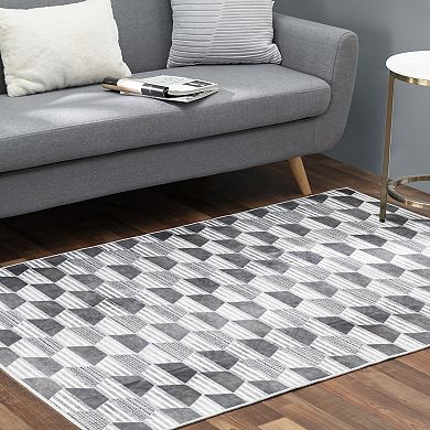 Walk on Me Faux Cowhide Digital Printed Patchwork Honeycomb Matrix Contemporary Indoor Area Rug