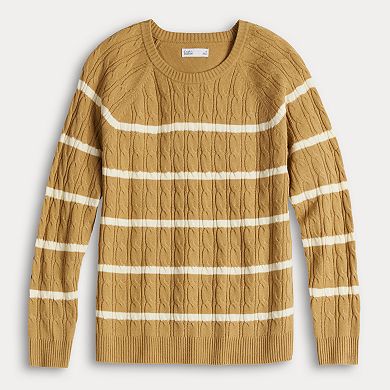 Women's Croft & Barrow® The Extra Soft Cabled Crew Neck Sweater
