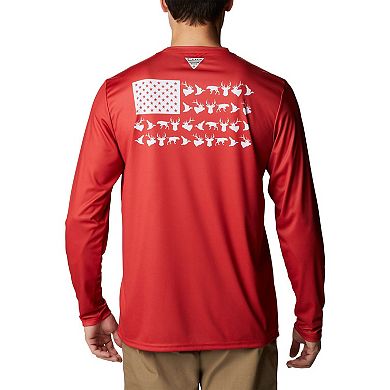 Men's Columbia Scarlet Nebraska Huskers Terminal Shot Omni-Shade Omni-Wick Long Sleeve T-Shirt
