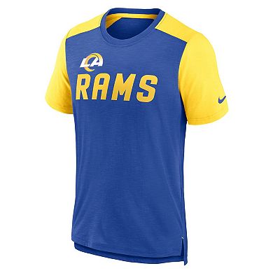 Men's Nike Heathered Royal/Heathered Gold Los Angeles Rams Color Block Team Name T-Shirt