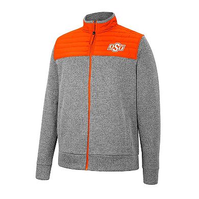 Men's Colosseum Gray/Orange Oklahoma State Cowboys Putter Herringbone Full-Zip Jacket