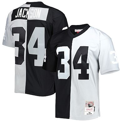 Men's Mitchell & Ness Bo Jackson Black/Silver Las Vegas Raiders 1988 Split Legacy Replica Jersey