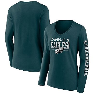 Women's Fanatics Branded Midnight Green Philadelphia Eagles Hometown Sweep Long Sleeve V-Neck T-Shirt