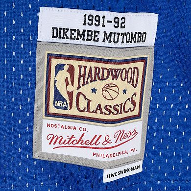 Men's Mitchell & Ness Dikembe Mutombo Royal/Gold Denver Nuggets Hardwood Classics 1991/92 Split Swingman Jersey