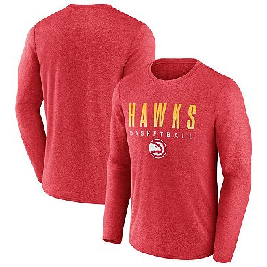 Men's Fanatics Branded Heathered Red Atlanta Hawks Where Legends Play Iconic Practice Long Sleeve T-Shirt