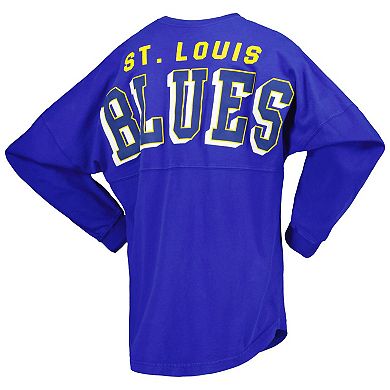 Women's Fanatics Branded Blue St. Louis Blues Spirit Lace-Up V-Neck Long Sleeve Jersey T-Shirt