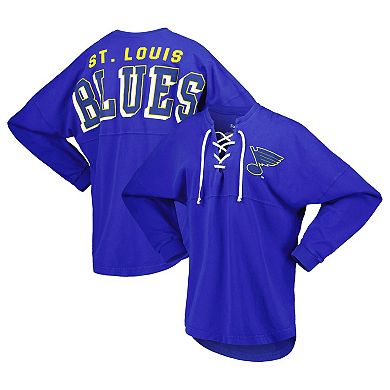 Women's Fanatics Branded Blue St. Louis Blues Spirit Lace-Up V-Neck Long Sleeve Jersey T-Shirt