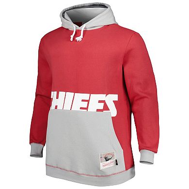 Men's Mitchell & Ness Red/Gray Kansas City Chiefs Big & Tall Big Face Pullover Hoodie