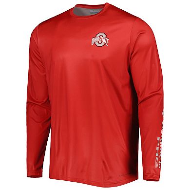 Men's Columbia Scarlet Ohio State Buckeyes Terminal Shot Omni-Shade Omni-Wick Long Sleeve T-Shirt