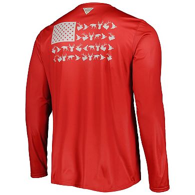 Men's Columbia Scarlet Ohio State Buckeyes Terminal Shot Omni-Shade Omni-Wick Long Sleeve T-Shirt