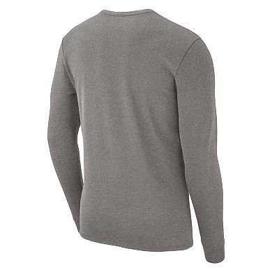 Men's Nike Heather Gray Clemson Tigers Arch 2-Hit Long Sleeve T-Shirt