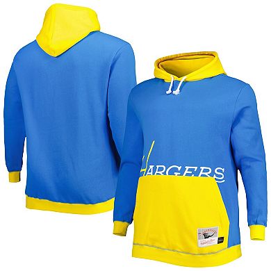 Men's Mitchell & Ness Powder Blue/Gold Los Angeles Chargers Big & Tall Big Face Pullover Hoodie