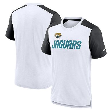 Men's Nike White/Heathered Black Jacksonville Jaguars Color Block Team Name T-Shirt