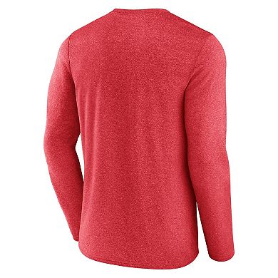 Men's Fanatics Branded Heathered Red Chicago Bulls Where Legends Play Iconic Practice Long Sleeve T-Shirt