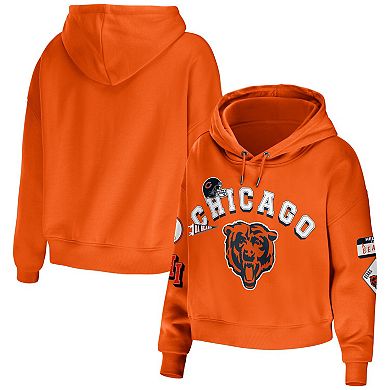 Women's WEAR by Erin Andrews Orange Chicago Bears Plus Size Modest Cropped Pullover Hoodie