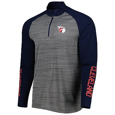 Men's Levelwear Heathered Gray/Navy Cleveland Guardians Vandal Raglan Quarter-Zip Jacket