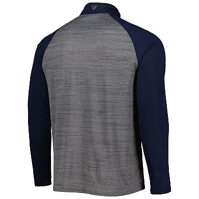 Men's Levelwear Heathered Gray/Navy Cleveland Guardians Vandal Raglan Quarter-Zip Jacket