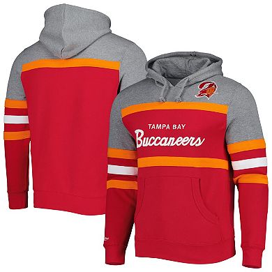 Men's Mitchell & Ness Red/Heathered Gray Tampa Bay Buccaneers Head Coach Pullover Hoodie