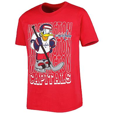 Youth Red Washington Capitals Disney Donald Duck Three-Peat T-Shirt