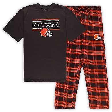 Men's Concepts Sport Brown/Orange Cleveland Browns Big & Tall Flannel Sleep Set
