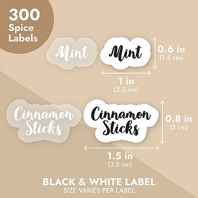 Talented Kitchen 300 Spice Labels Stickers, Clear Spice Jar Labels Preprinted