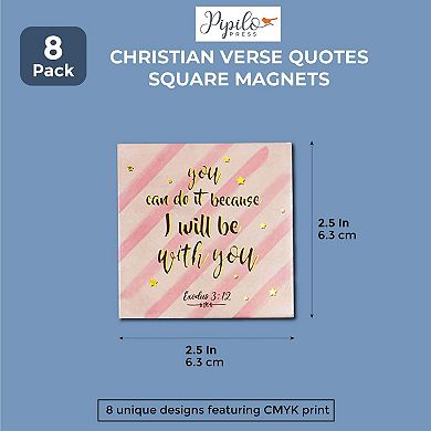 8 Pack Inspirational Christian Refrigerator Magnet Set with Bible Verses for Gifts, Whiteboard, Locker, Office (2.5 In)
