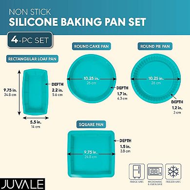 Silicone Baking Pans, Teal Cake Pan (4 Pack)