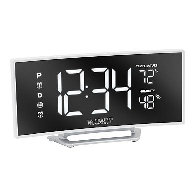 La Crosse Technology Curved Mirror LED Alarm Clock with USB Charging