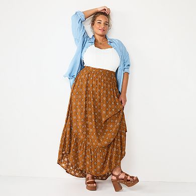 Juniors' Plus Size SO® Flounced Hem Maxi Skirt