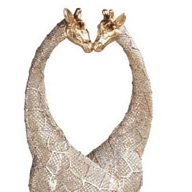 FC Design 13.75"H Two Giraffes Couple with Heart Shaped Figurine in Gold Finish Home Room Decor