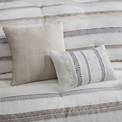 Madison Park Langley 5-Piece Striped Clipped Jacquard Comforter Set with Pillows