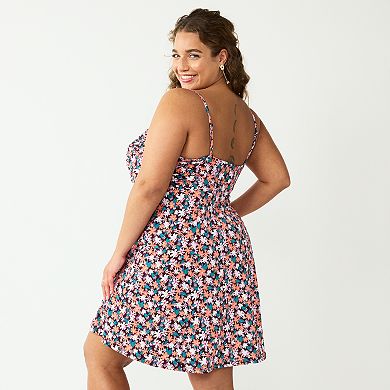 Juniors' Plus Size SO® Ruched Cinch Front Babydoll Dress