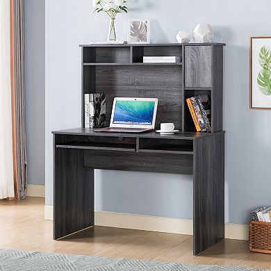 Solid Wood Computer Desk with Storage and Drawers for Home Office