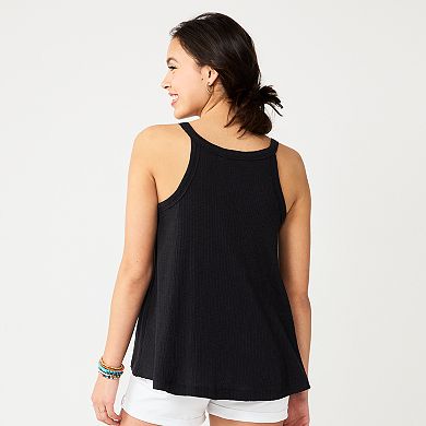 Juniors' SO® Relaxed Button Front Tank