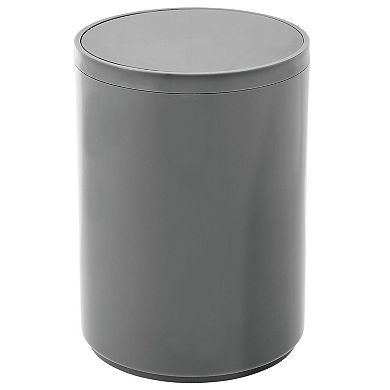 mDesign Small Round Swing Lid Trash Can Garbage Bin for Bathroom - Light Blue