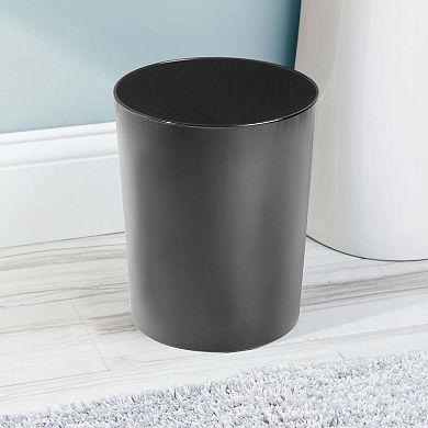 mDesign Small Round Metal 1.7 Gallon Trash Wastebasket/Recycling Can, Black
